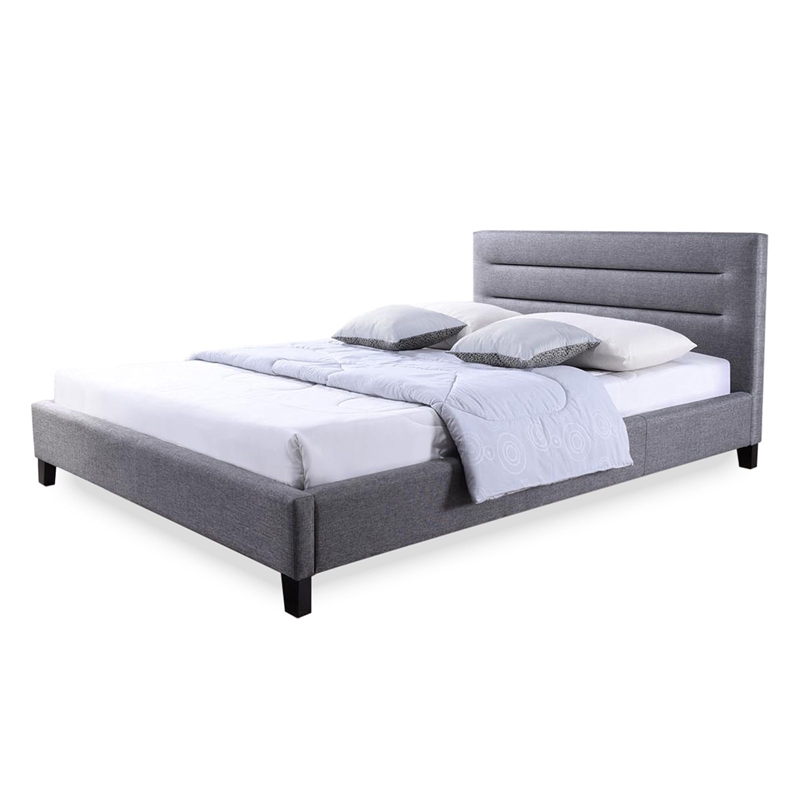 Baxton Studio Hillary Upholstered King Platform Bed in Gray