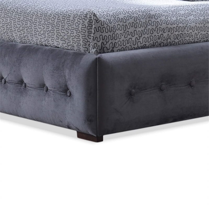 margaret upholstered queen platform bed in gray