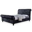 Castello Velvet Upholstered King Sleigh Bed in Black