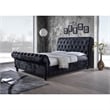Castello Velvet Upholstered King Sleigh Bed in Black