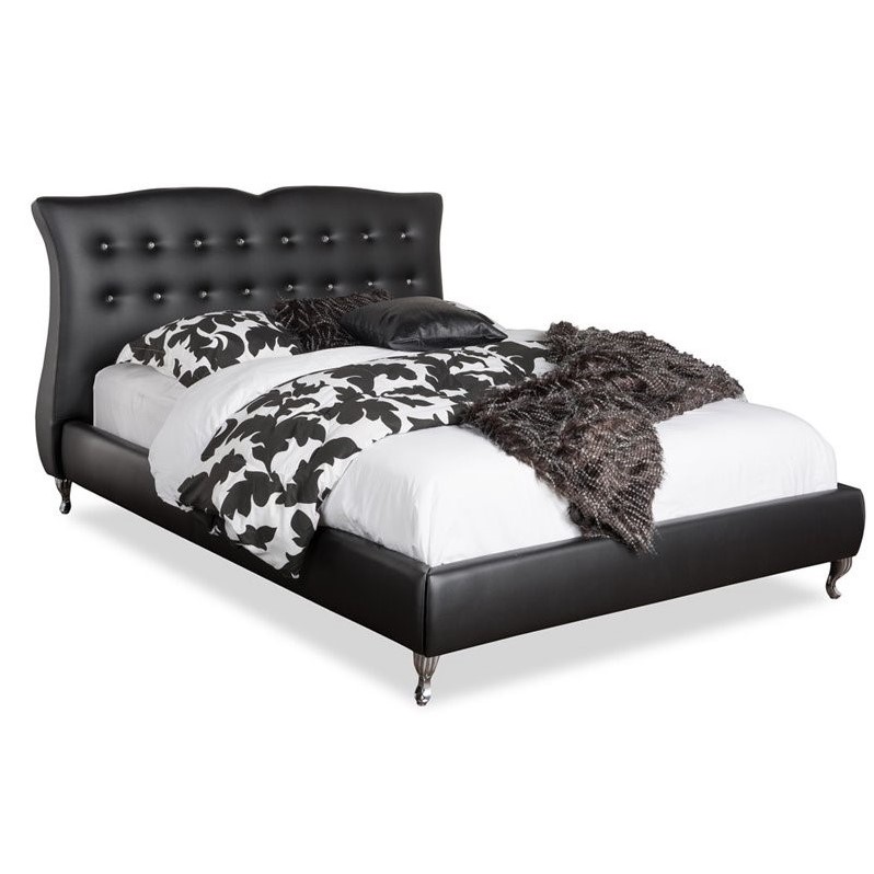 Erin Leather Upholstered Queen Platform Bed in Black BBT6474Black