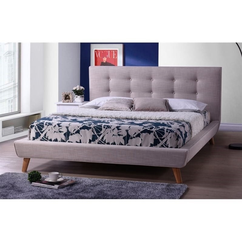 Jonesy Upholstered Queen Platform Bed in Beige Cymax Business