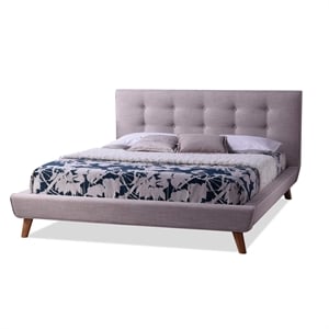 Jonesy Upholstered Queen Platform Bed in Beige