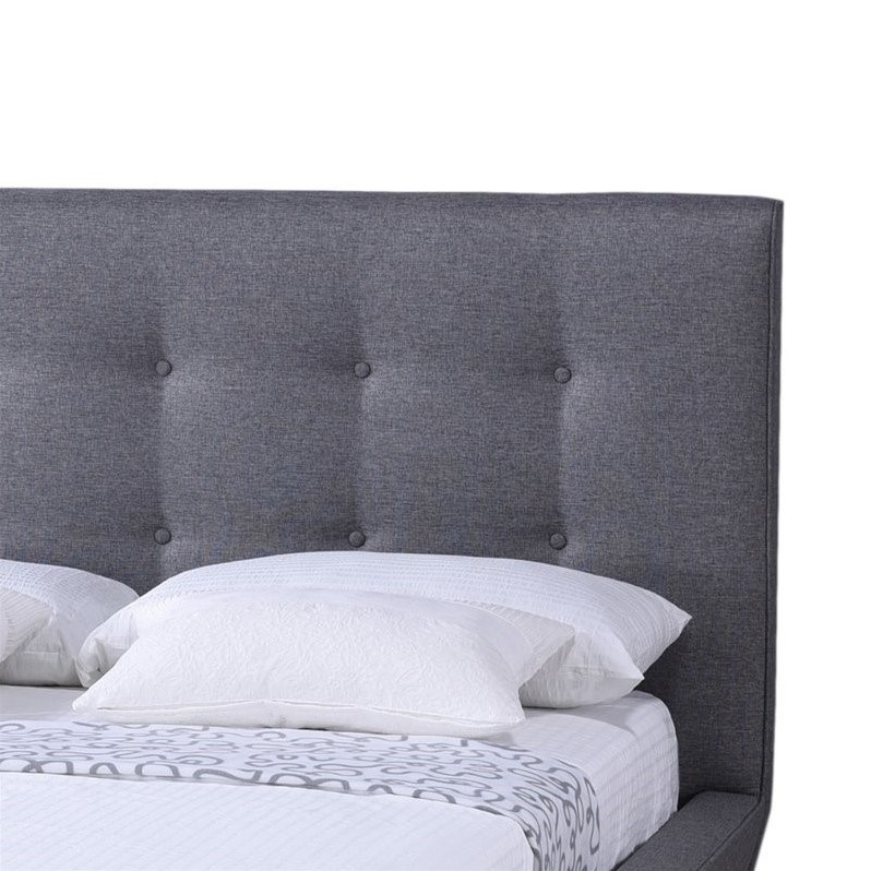 Baxton Studio Jonesy Upholstered Queen Platform Bed in Gray