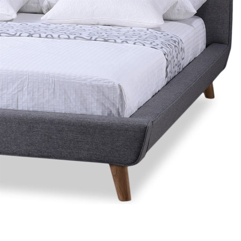 Baxton Studio Jonesy Upholstered Queen Platform Bed in Gray