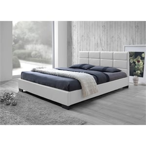 Vivaldi Leather Upholstered Queen Platform Bed in White