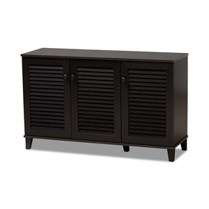 Baxton Studio Warren 5 Shelf Shoe Cabinet in Espresso