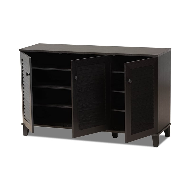 Baxton Studio Warren 5 Shelf Shoe Cabinet in Espresso