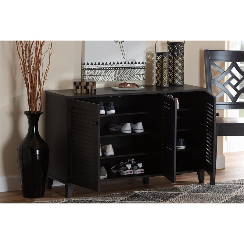 Baxton Studio Warren 5 Shelf Shoe Cabinet in Espresso