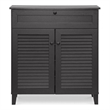 Baxton Studio Calvin 4 Shelf Shoe Storage Cabinet in Espresso