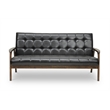 Mid Century Faux Leather Sofa in Brown