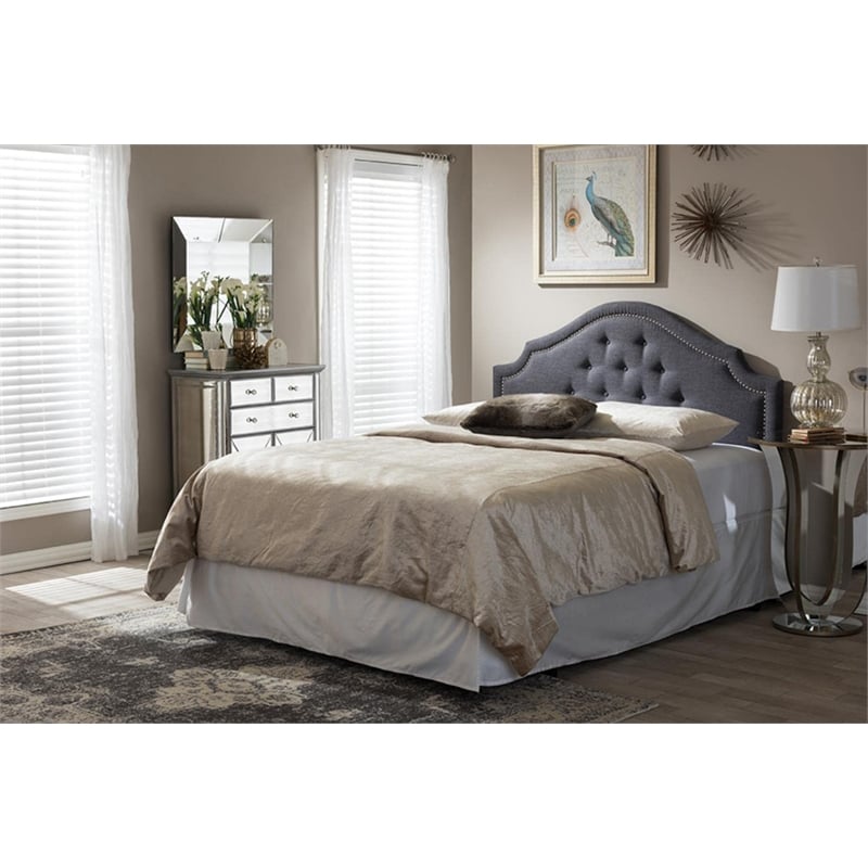 Cora Upholstered Full Headboard in Dark Gray
