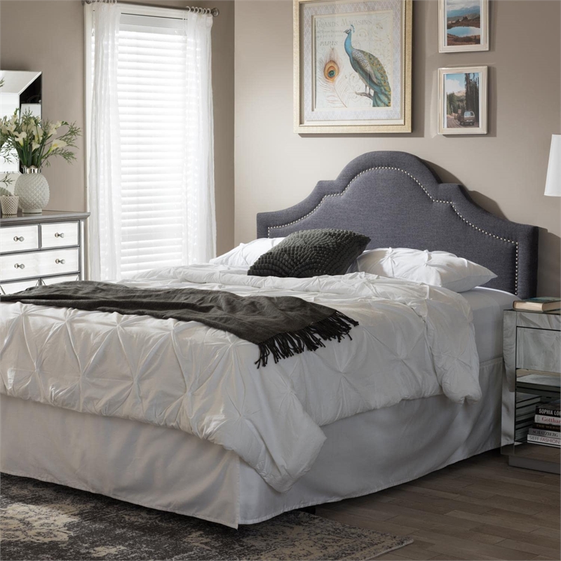 Rita Upholstered Full Headboard in Dark Gray Fabric