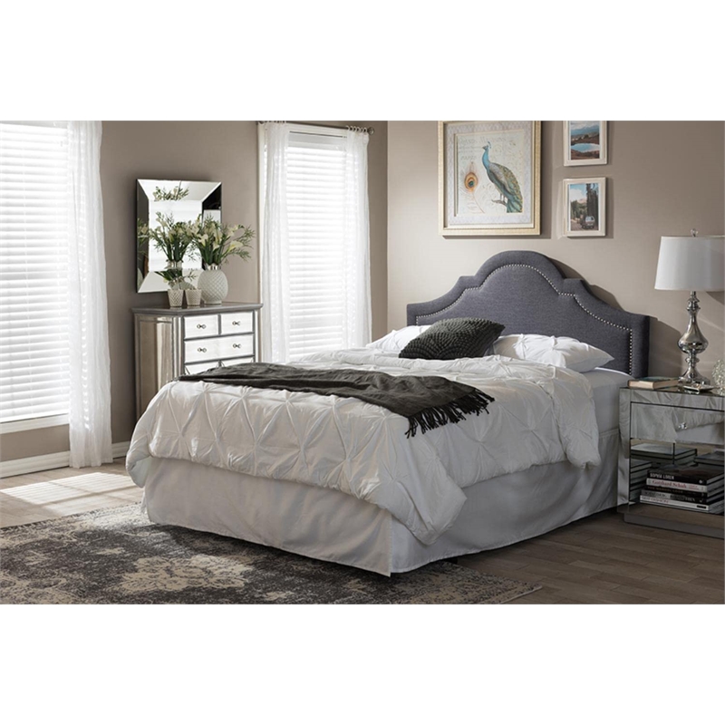 Rita Upholstered Queen Headboard in Dark Gray