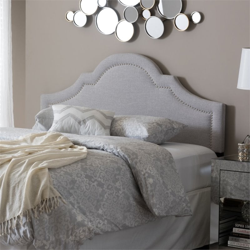 Rita Upholstered Queen Headboard in Grayish Beige
