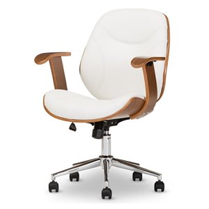 rathburn office chair in white and walnut