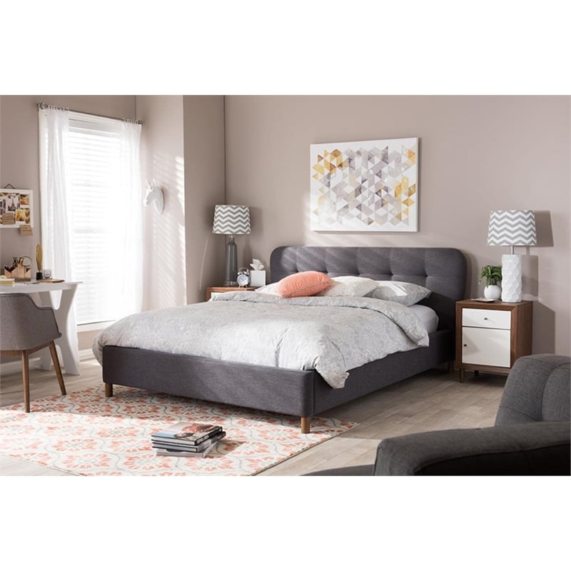 Germaine King Platform Bed in Dark Gray