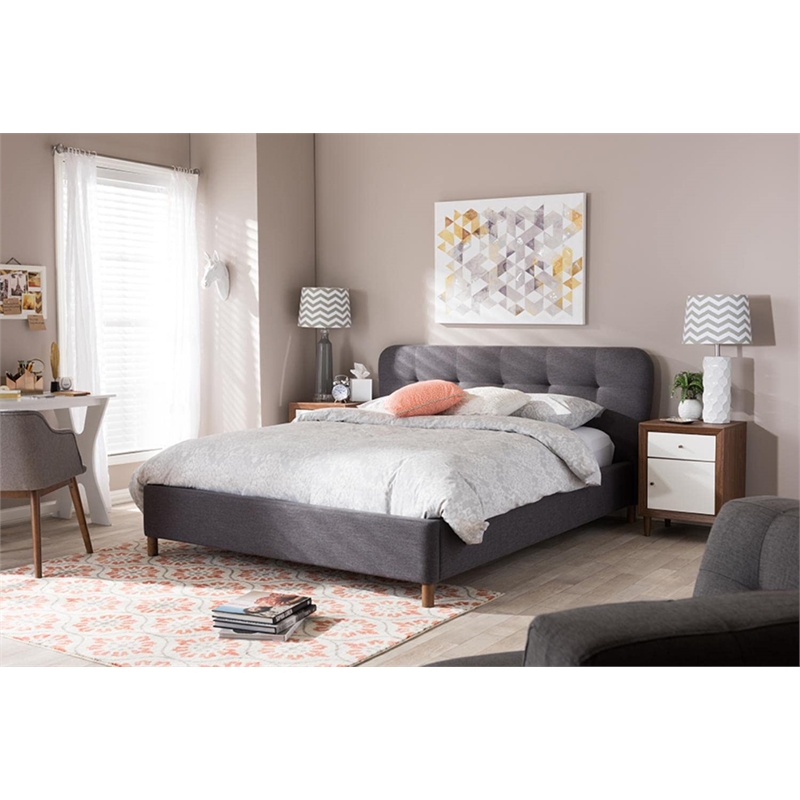 Germaine King Platform Bed in Dark Gray