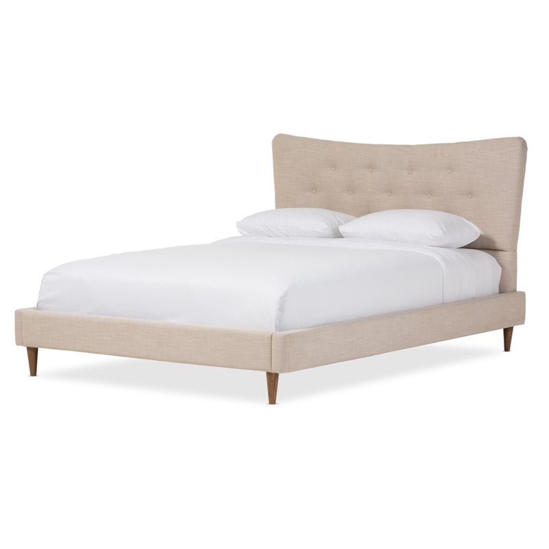 Hannah Queen Platform Bed in Beige