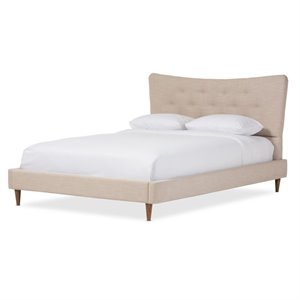 Hannah Queen Platform Bed in Beige
