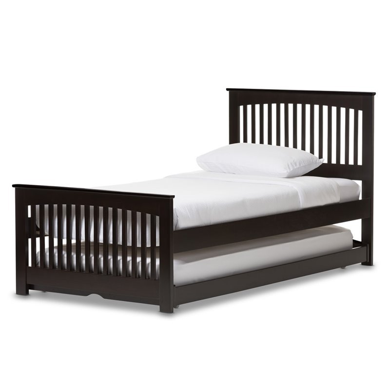 Hevea Twin Platform Bed in Dark Brown