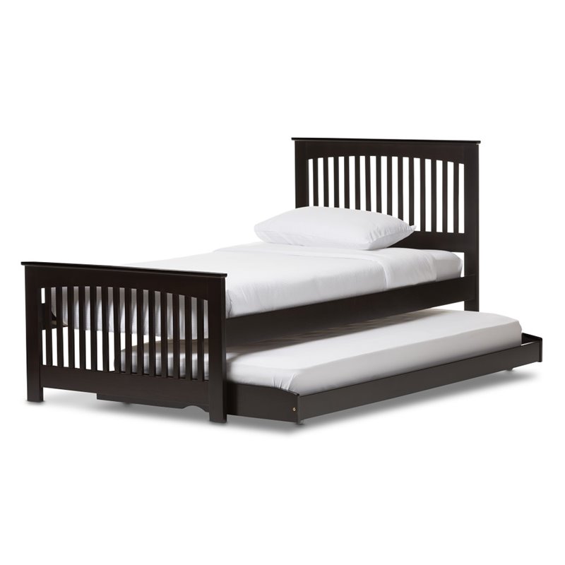 Hevea Twin Platform Bed in Dark Brown