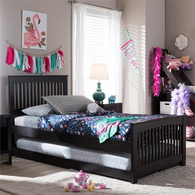 Hevea Twin Platform Bed in Dark Brown