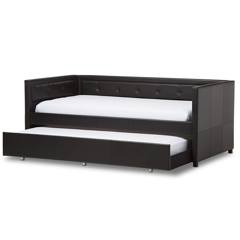 Frank Faux Leather Twin Daybed in Black