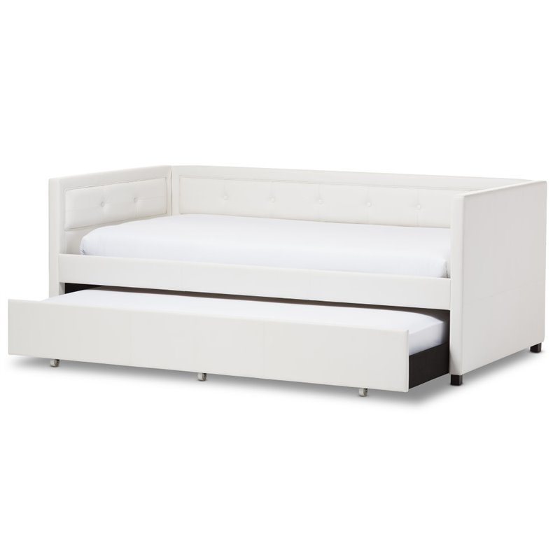 Frank Faux Leather Twin Daybed In White