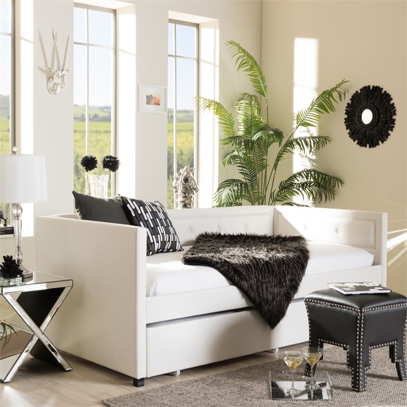 Frank Faux Leather Twin Daybed In White