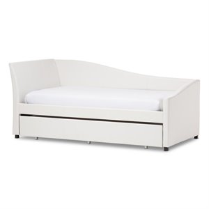 baxton studio vera faux leather twin daybed with trundle in white