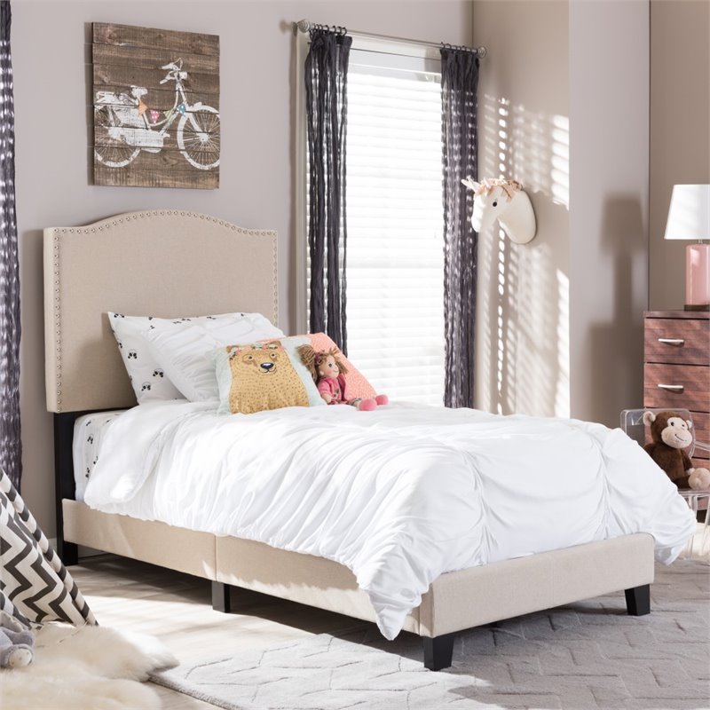 Benjamin Linen Twin Bed in Beige