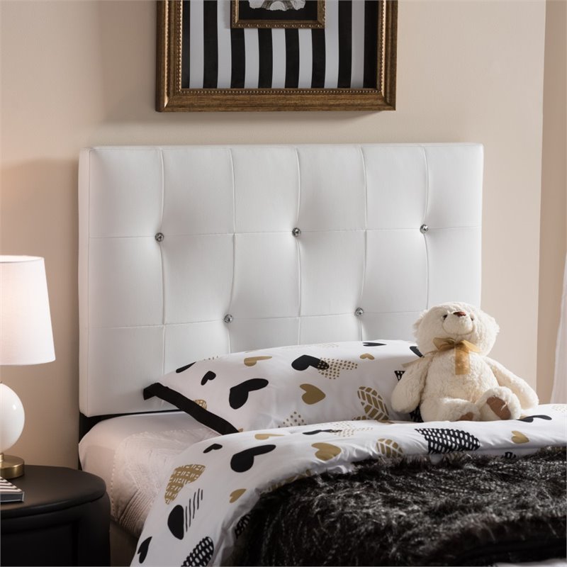 Kirchem Faux Leather Upholstered Twin Headboard in White - BBT6432 ...