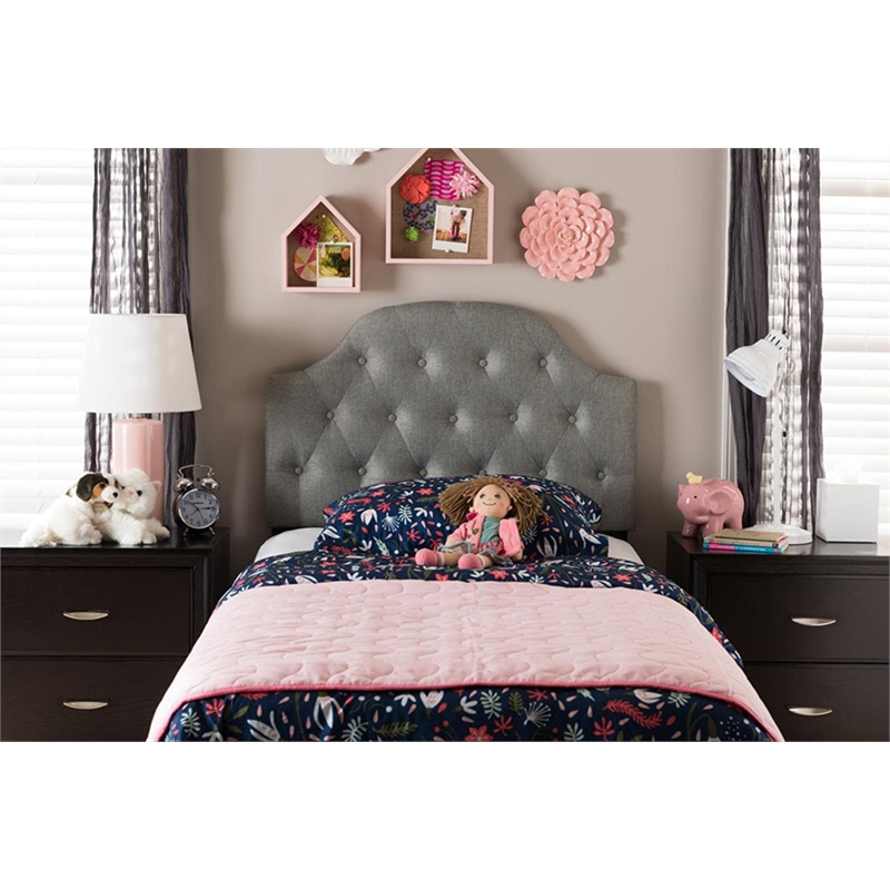 Morris Fabric Upholstered Twin Headboard in Gray