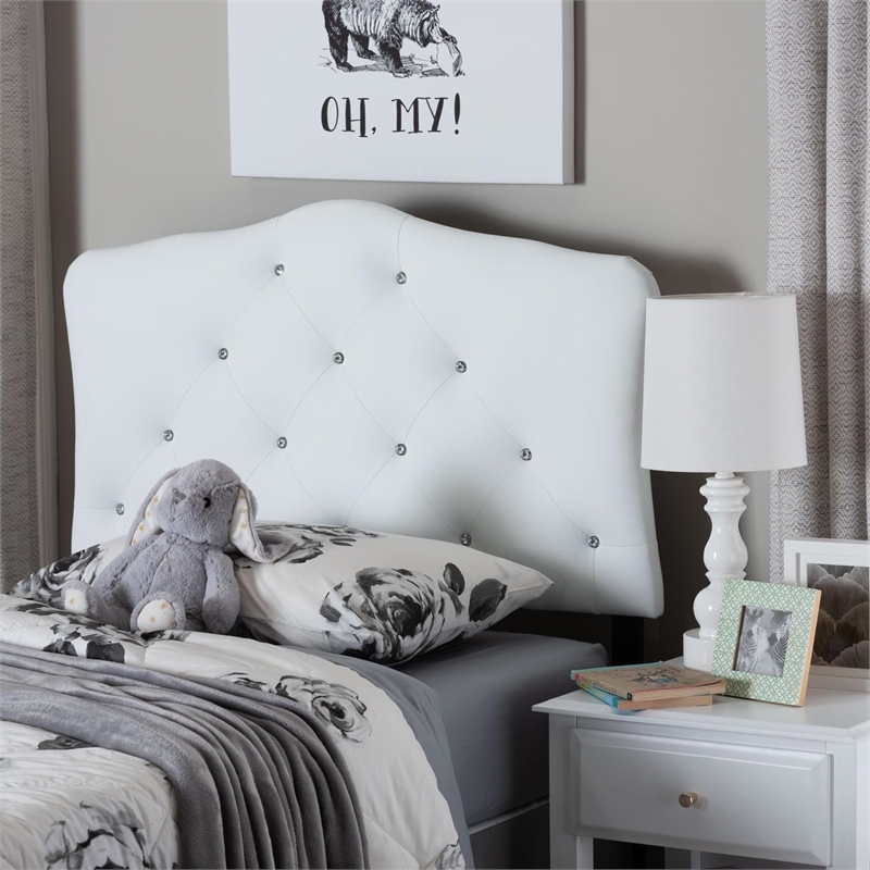 Rita Faux Leather Upholstered Twin Headboard in White