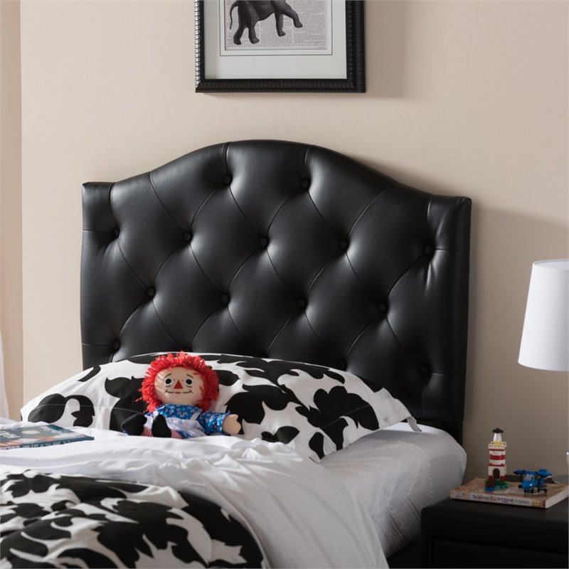 Myra Faux Leather Upholstered Twin Headboard In Black Bbt6505 Myra Faux Leather Upholstered Twin Headboard In Black Bbt6505 Hb