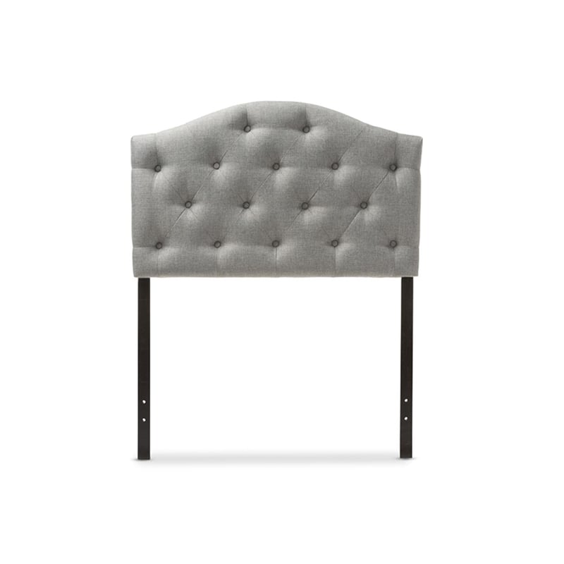 Myra Faux Grey Fabric Upholstered Twin Headboard in Gray
