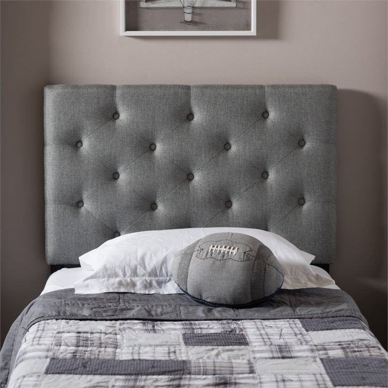 Viviana Faux Leather Upholstered Twin Headboard in Gray Cymax Business