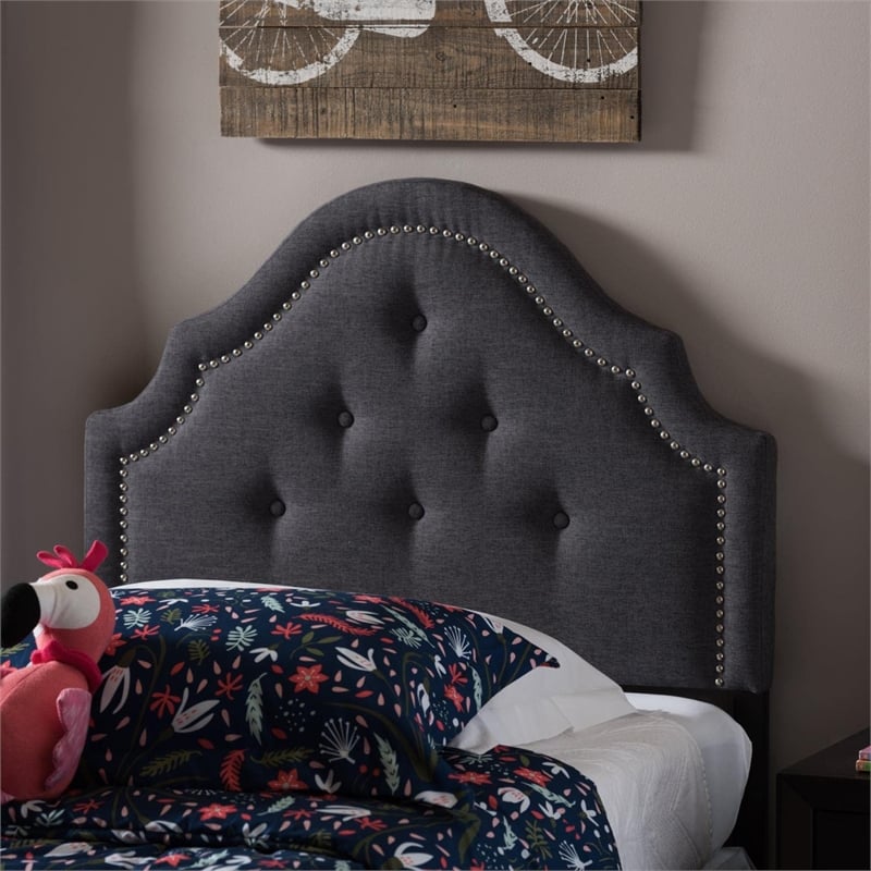 Cora Upholstered Twin Headboard in Dark Gray