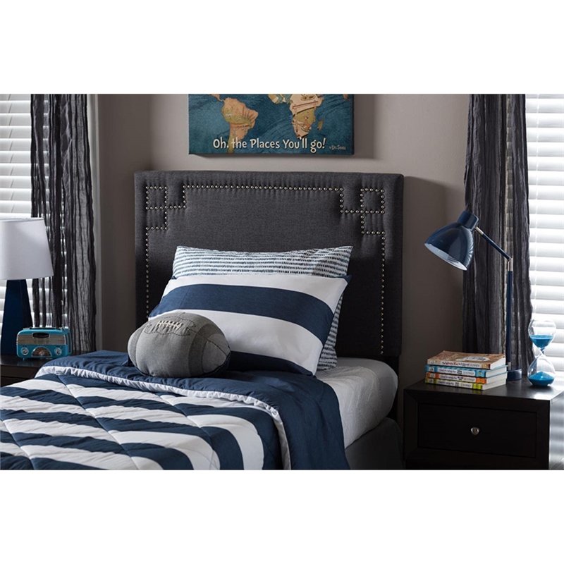 Geneva Upholstered Twin Headboard in Dark Gray