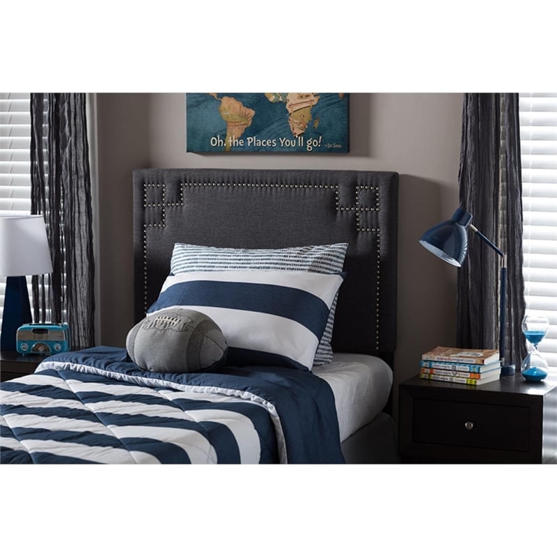 Geneva Upholstered Twin Headboard in Dark Gray