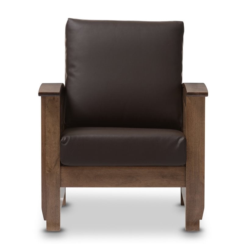 Charlotte Faux Leather Lounge Chair in Dark Brown