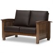 Charlotte Faux Leather Loveseat in Dark Brown