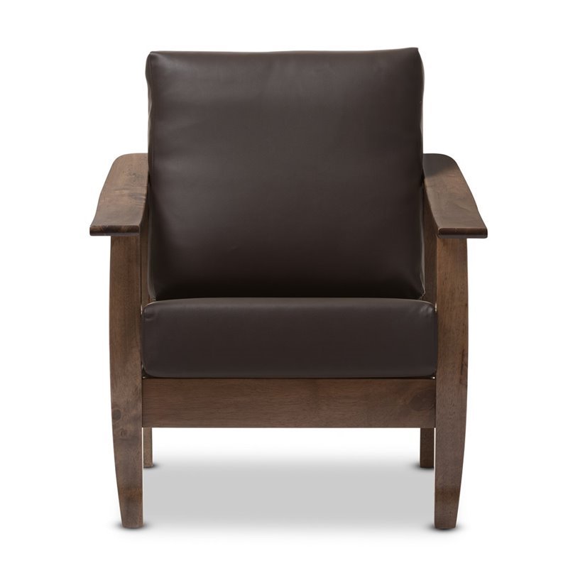 Pierce Faux Leather Lounge Chair in Dark Brown