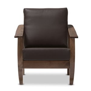 pierce faux leather lounge chair in dark brown