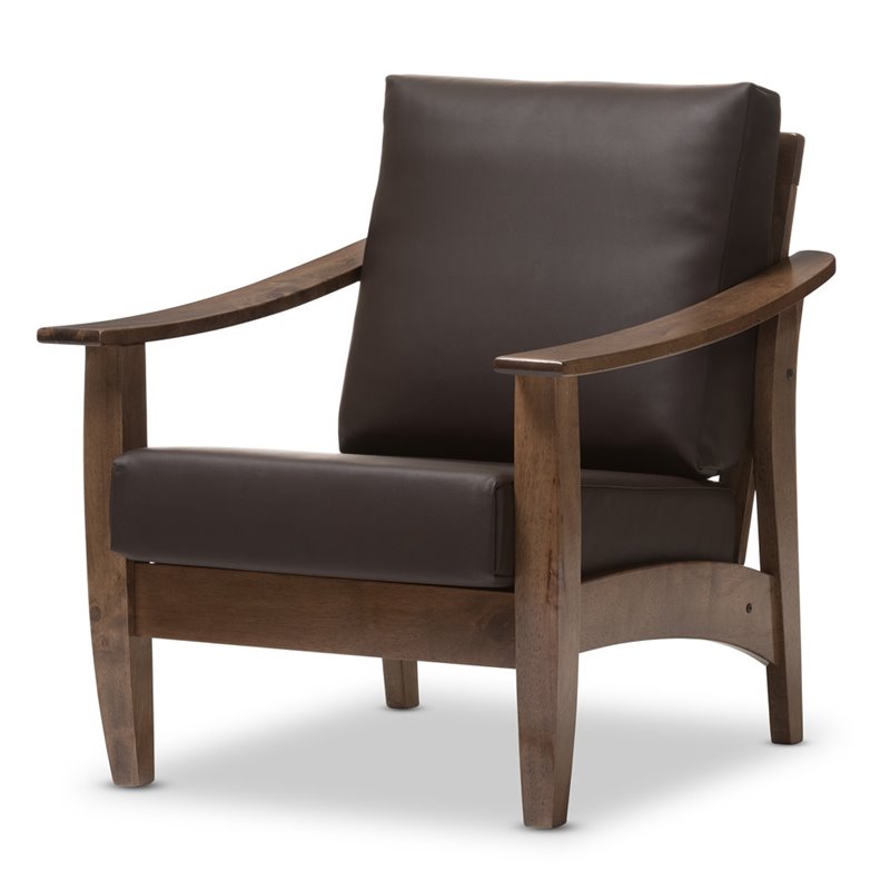 Pierce Faux Leather Lounge Chair in Dark Brown