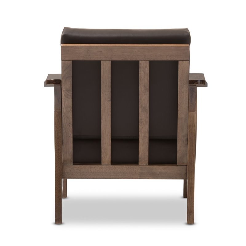 Pierce Faux Leather Lounge Chair in Dark Brown