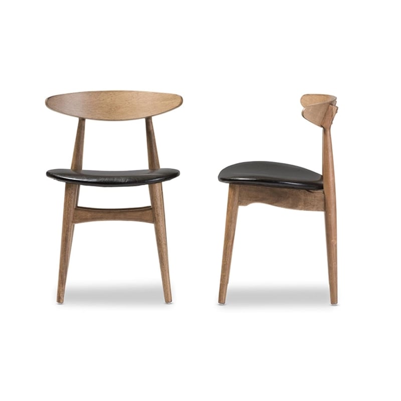 Edna Faux Leather Dining Chair in Black (Set of 2)