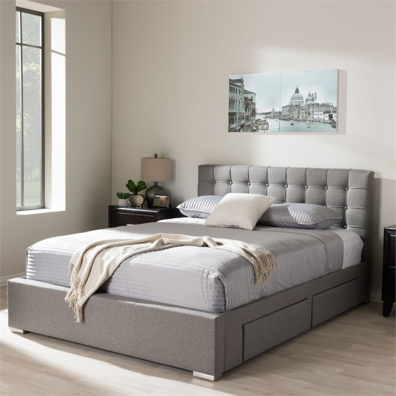 Rene King Storage Platform Bed in Gray | Cymax Business