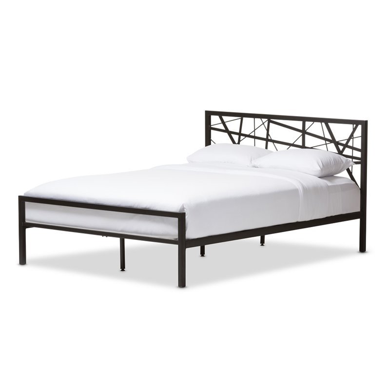 Barkley Queen Metal Platform Bed in Antique Bronze